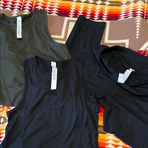 lululemon athletica Black and Olive Performance Tank Tops
